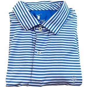 Fairway & Greene F&G Tech Lake Geneva Golf Club Polo Mens XL Blue Stripe